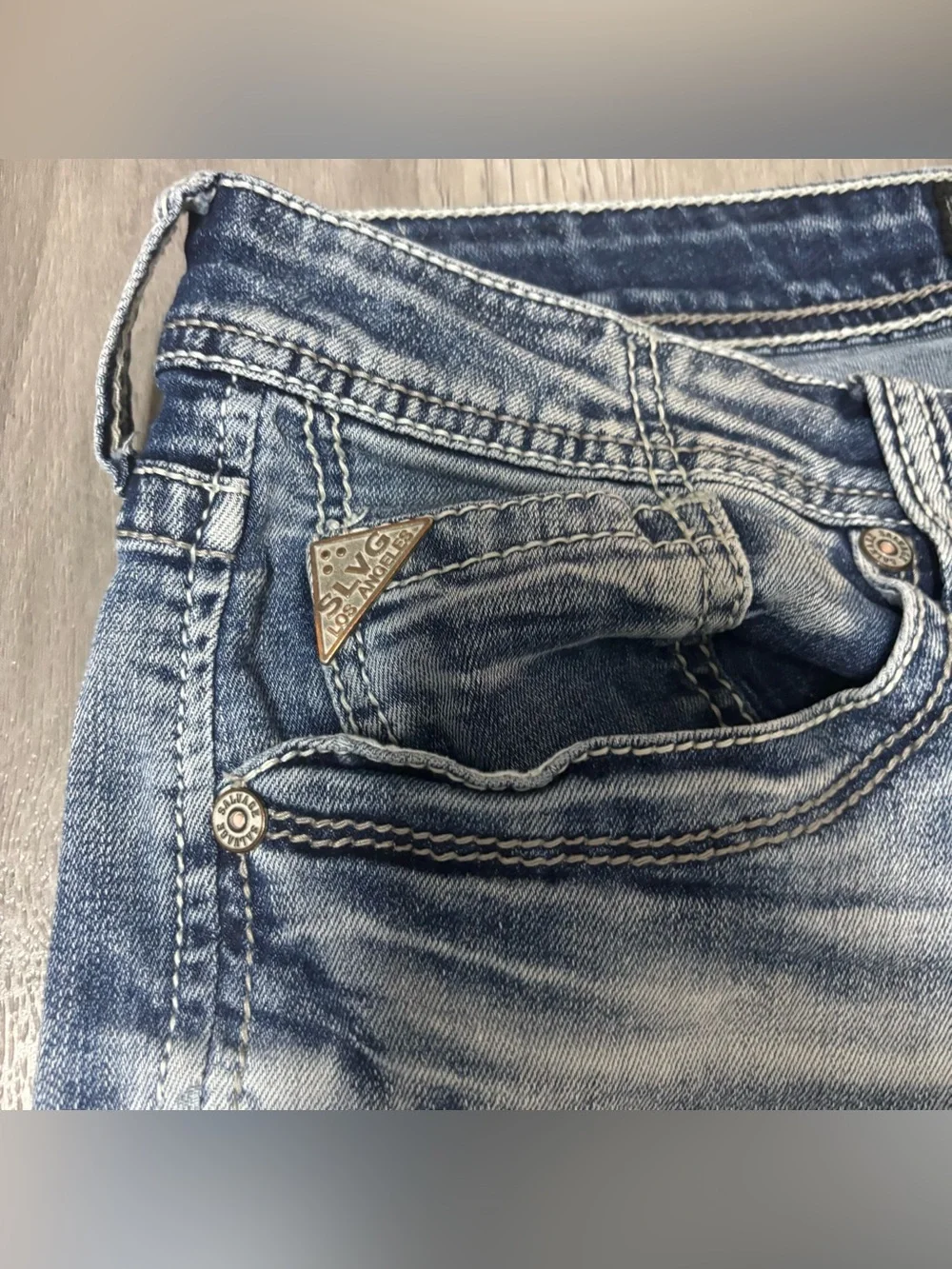 Salvage Buckle Exclusive Mayhem Straight Regular Fit Faded Blue Men’s Jeans 33R